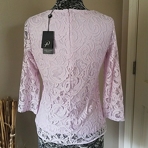 Adrianna Papell pink lace 3/4 sleeve top, size S - Picture 3 of 3